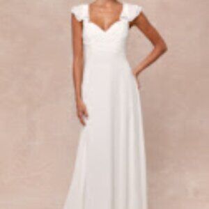 Lulu's White Flutter Sleeve Maxi Dress Size Large